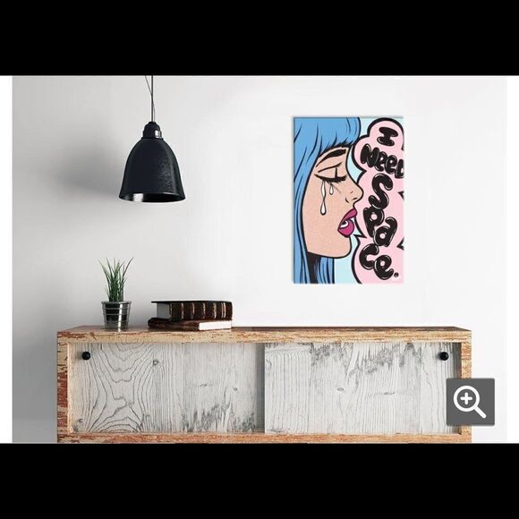 ICanvas! Blue Bangs I Need Space Comic Girl by Allyson Gutchell 18”x28” - Picture 2 of 4